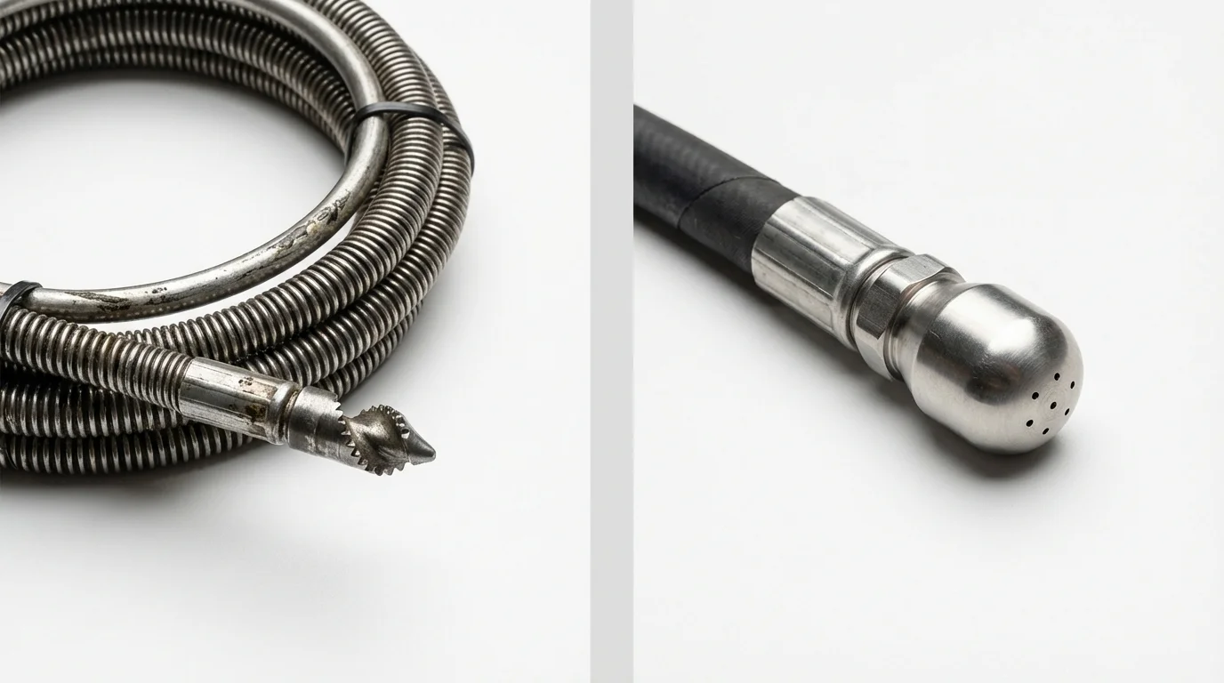 Drain snake cable and hydro jetting nozzle used for drain cleaning in Houck, AZ