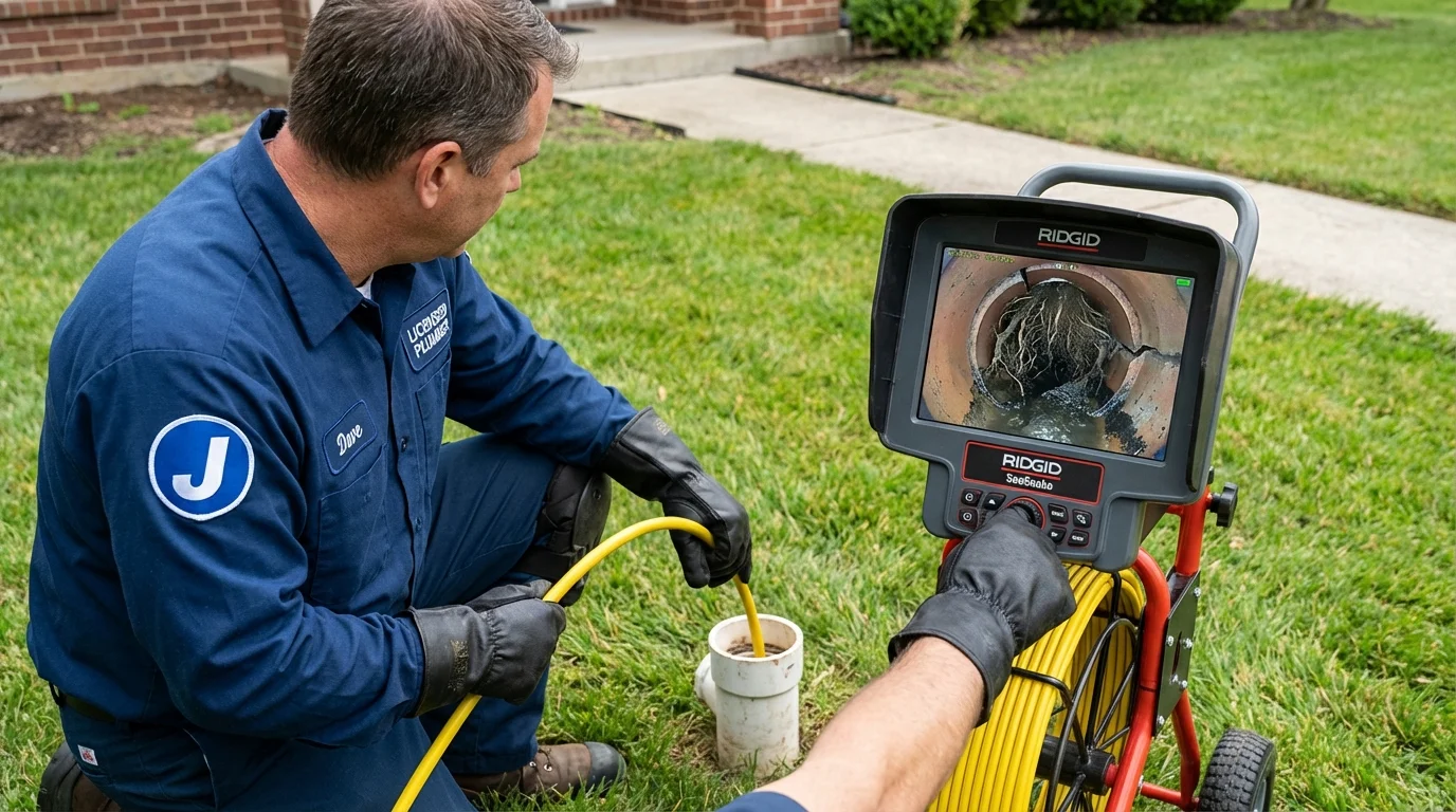 Sewer camera inspection being performed by Johns Plumbing LLC in Houck